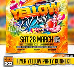 黄色风格的派对海报模板：Flyer Yellow Party Konnekt